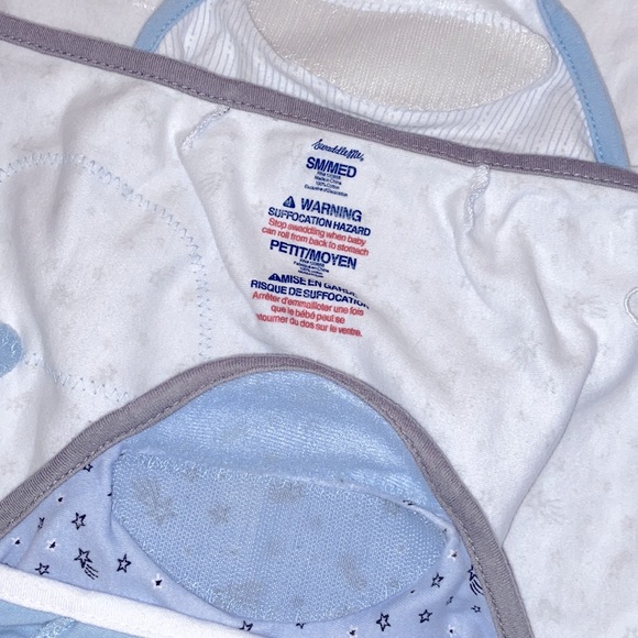 EUC SwaddleMe 3 Pack Set Easy Change Velcro Swaddles Blue Star Print (S/M) - Picture 7 of 8